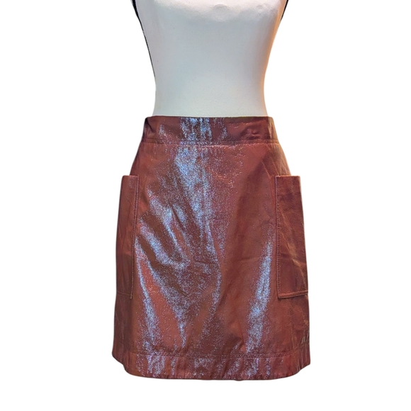 Anthropologie Dresses & Skirts - Faux Patent Leather Skirt, Maeve by Anthropologie, Burgundy